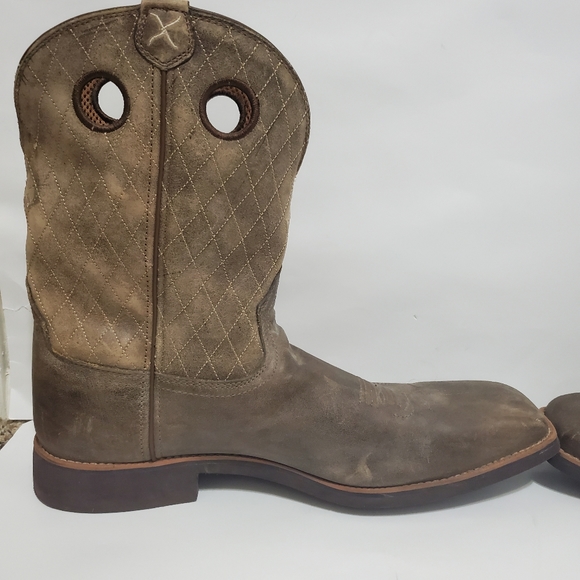 Twisted X Brown Bomber Square Toe Boot pull on western work 14D calf roper - Picture 5 of 13